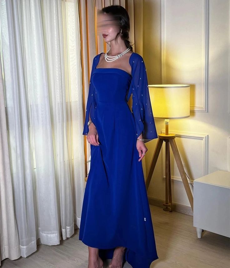 ANGELSBRIDEP Royal Blue Prom Dresses Formal Party Women Evening Gowns Beaded Long Sleeves Chiffon Blue Prom Dresses 2023, Royal Blue Prom, Prom Dresses 2023, Blue Prom Dresses, Chiffon Jacket, Strapless Evening Gowns, Prom Dresses Formal, Eid Outfits, Royal Blue Prom Dresses