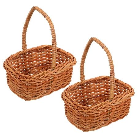 two wicker baskets sitting next to each other