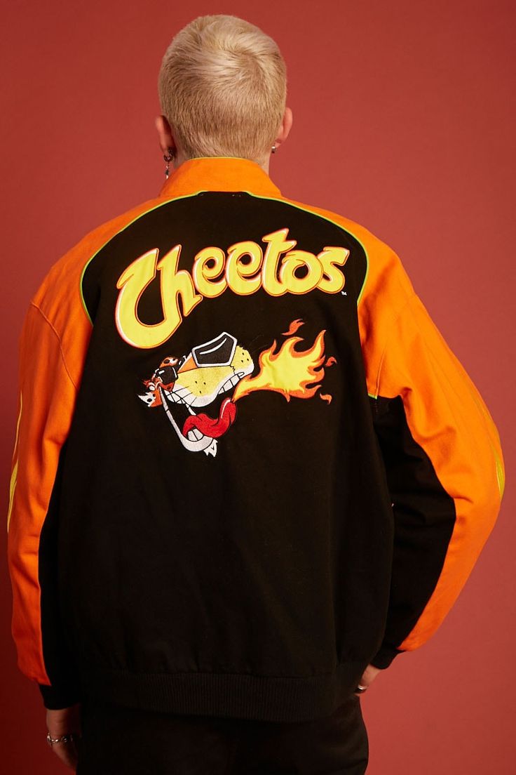 Cheetos Denim Jacket, Size M | Forever 21 Flamin Hot Cheetos, Teen Stuff, Hot Cheetos, 21men, Boots Fall, Fall Jackets, Lightweight Jacket, Leather Coat, Declutter