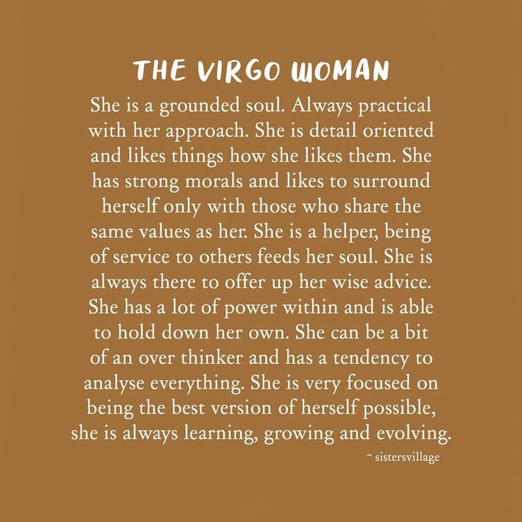 the virgo woman quote on brown background