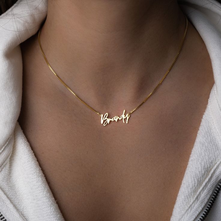 Personalized name necklace made just for you! Now you can carry your loved one with you wherever you go! Made of 925 Sterling Silver Available in 14k Gold, Rose Gold or Rhodium plated (we use a very THICK plating for a piece that will be with you for years to come!) Nickel-free & Hypoallergenic DIMENSION: 5mm ♡ HOW to ORDER: ♡1. Use the "PERSONALIZATION BOX" to input your NAME/LETTERS /SYMBOL that you would like (Up to 10 Characters). 2. Choose your Necklace Length Option. :)Pieces arrive in bea Necklace With His Name, Name Necklace Boyfriend, Necklaces Name Ideas, Cheap Charm Necklaces With Names For Anniversary, Cheap White Necklaces With Initials, Luxury Yellow Gold Name Necklace For Anniversary, Necklace With Name Gold, Luxury Nameplate Necklace As A Gift, Customized Necklace Names