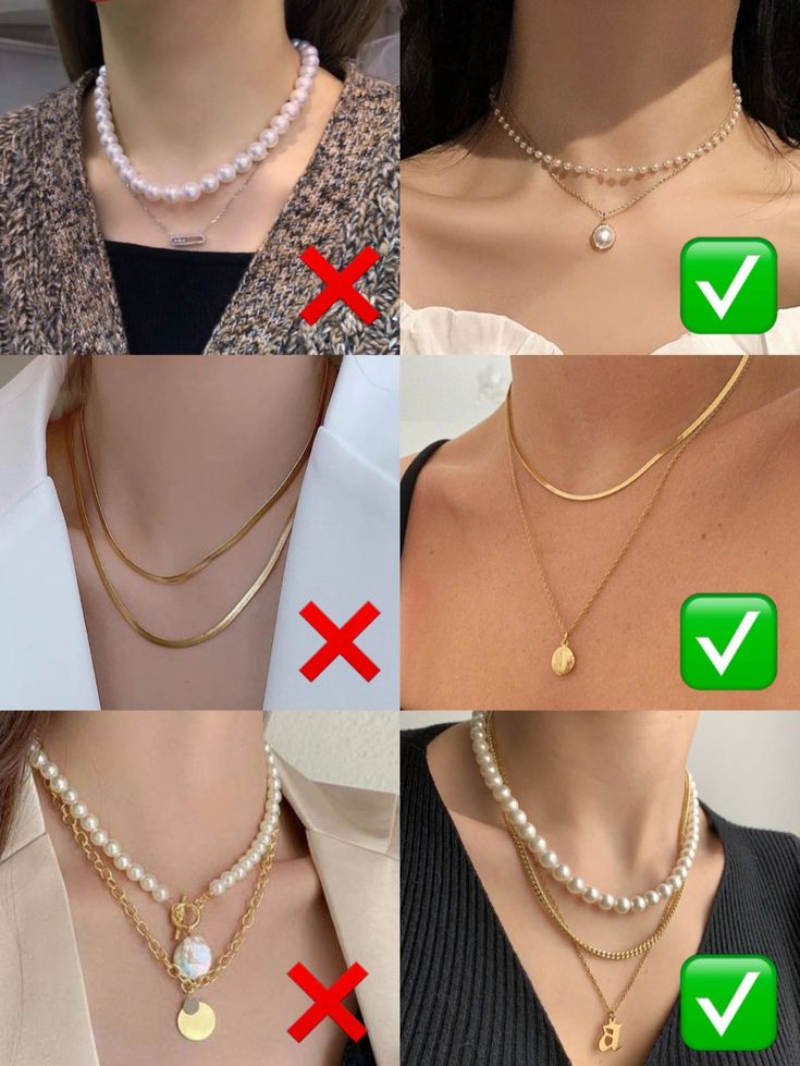 Looking to add a touch of elegance to your wardrobe? Want to know how to layer pearl necklaces for a trendy and fashionable look? This article offers tips and advice on how to style multiple pearl necklaces in a way that adds sophistication and charm to any outfit. Discover different techniques and ideas for combining and layering pearl necklaces, and learn how to choose the right pearls and lengths to create a stylish, eye-catching look. Pearl Necklace Outfit, Capsule Wardrobe Jewelry, Necklace For Neckline, Jewelry Hacks, Necklace Outfit, Fashion Vocabulary, Trending Necklaces, Jewelry Accessories Ideas, Classy Jewelry