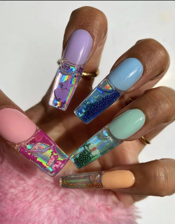 . on Twitter: "Nail Art 🔥… " Aquarium Nails, Nail Design Glitter, Nails Yellow, Nail Jewelry, Square Acrylic Nails, Luxury Nails, Dream Nails, Fire Nails, Funky Nails