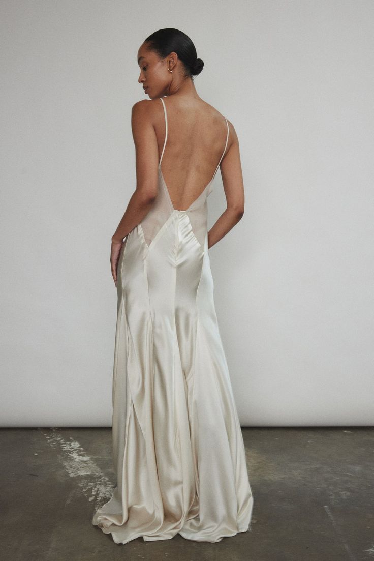 Simone Slip Dress Ivory – Kamperett Silk Boho Wedding Dress, Unique Simple Wedding Dresses, Wedding Reception Slip Dress, White Slip Dress Aesthetic, Silk Organza Wedding Dress, Slip Dress Bride, New Years Eve Wedding Dress, Silk Slip Wedding Dress, Simple Silk Wedding Dress