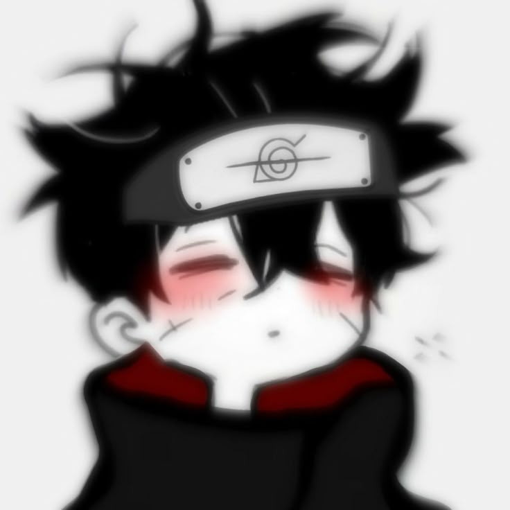 an anime character with black hair and red eyes