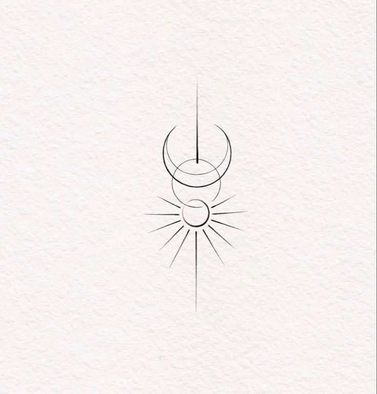 a line drawing of a sun and moon with the letter s in it's center