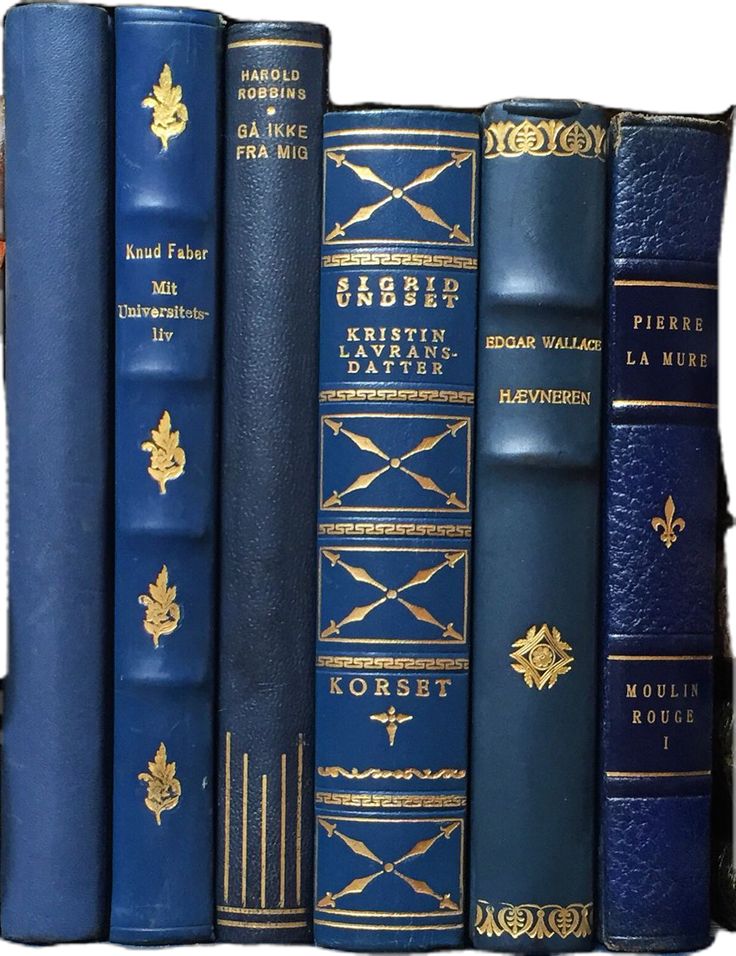 a row of blue books sitting on top of each other