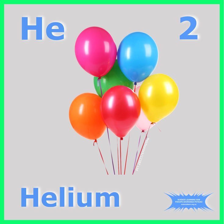 there are many balloons in the air with words below them that read he 2 helium