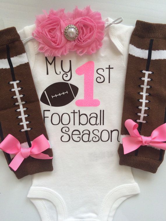 Baby Girl outfit My 1st Football Season baby girl by AboutASprout Newborn Football, Laura Lynn, Football Outfit, Baby Girl Outfit, Baby Time, Football Outfits, Everything Baby, Girls Clothing Sets, Baby Outfits