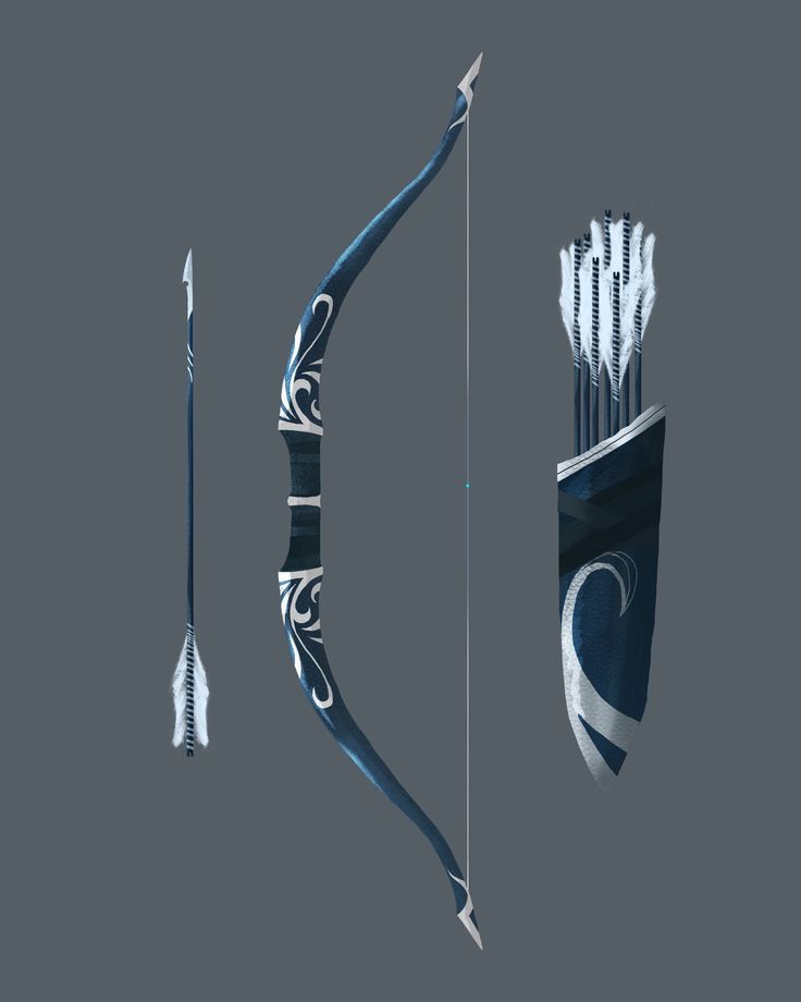 an artistic bow and arrow set on a gray background