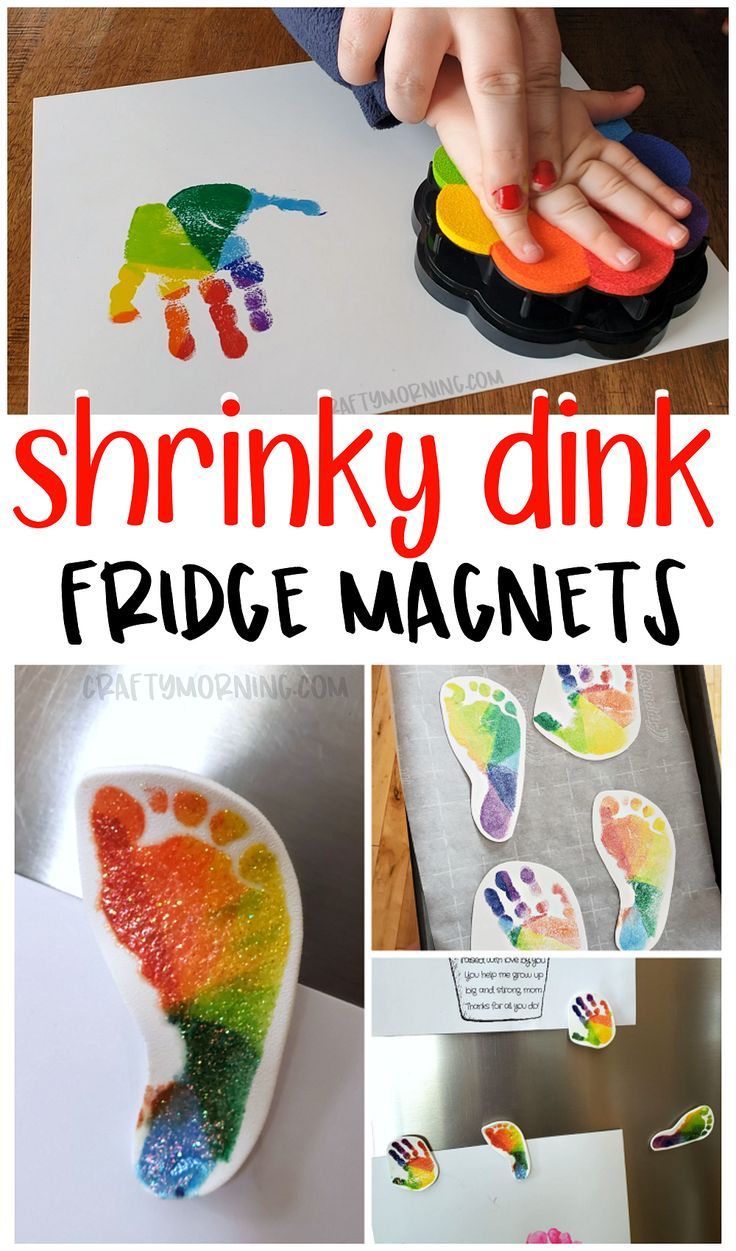 this is a collage of different pictures with the words shrinky drink fridge magnets