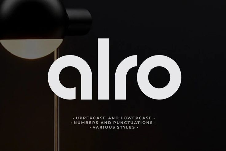 the word alro appears to be written in white on a black background with a lamp