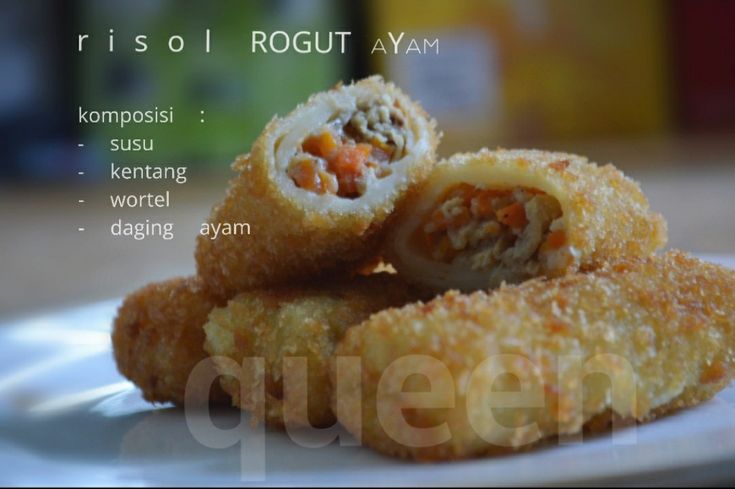 fried food item displayed on white plate with caption in english and thai writing below