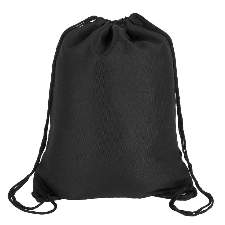 a black drawsack bag on a white background