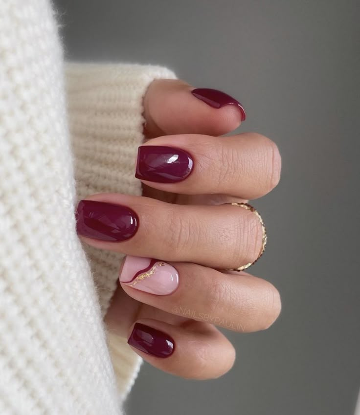 Burgundy Acrylic Nails, Kutek Disney, Milky Nails, October Nails, Nagel Tips, Christmas Gel Nails, Simple Gel Nails, Smink Inspiration, Makijaż Smokey Eye