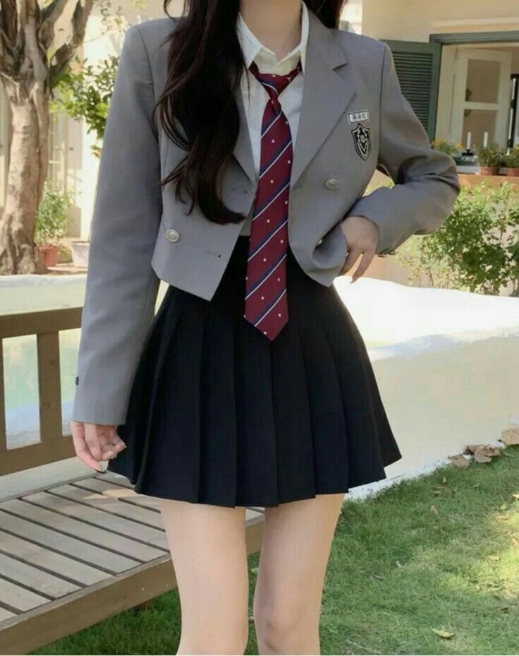 Love Korean Uniform School, Korean School Outfits, Back To School Uniform, Korean School, School Uniform Fashion, School Uniform Outfits, Cute Dress Outfits, School Dresses, Uniform Fashion