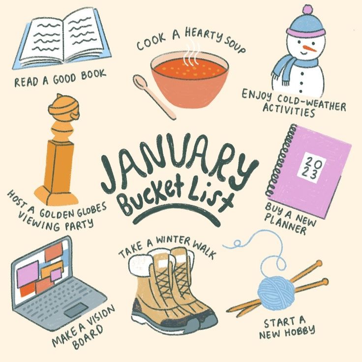 January Bucket List, Hello 2023, Make A Vision Board, Cold Weather Activities, Winter Bucket List, Make Money From Pinterest, Making A Vision Board, Hearty Soup, A Vision Board