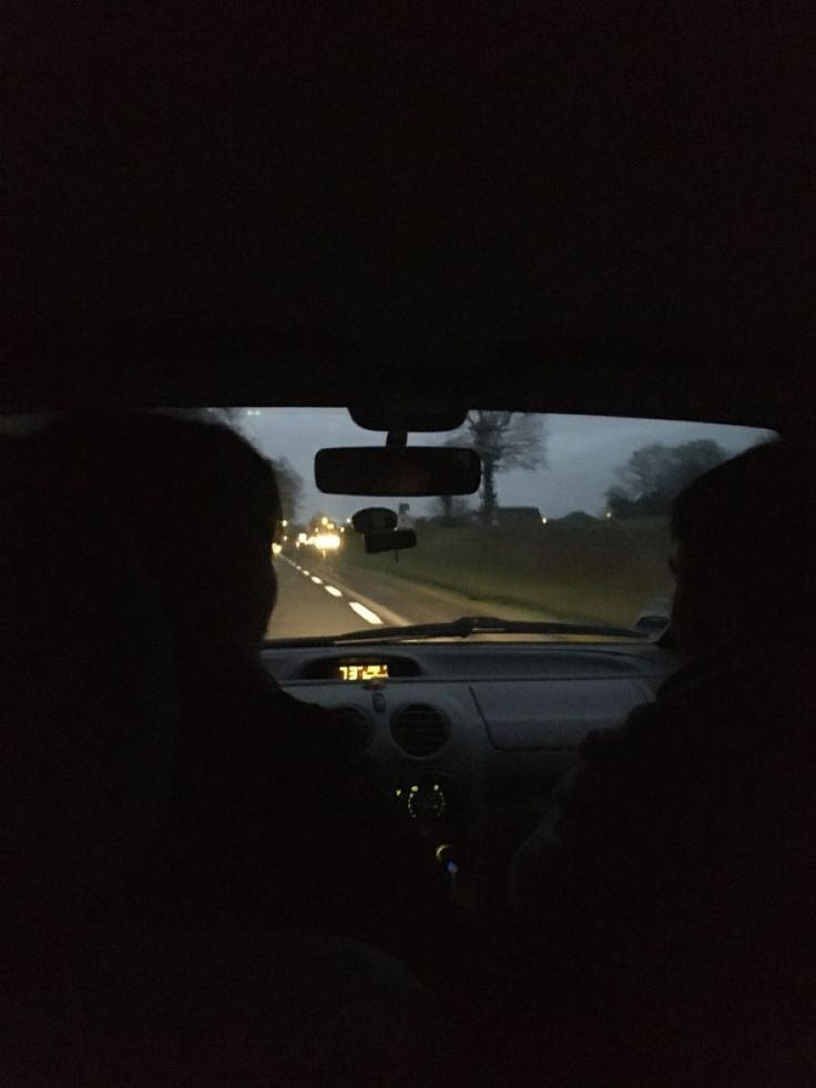 the view from inside a car at night