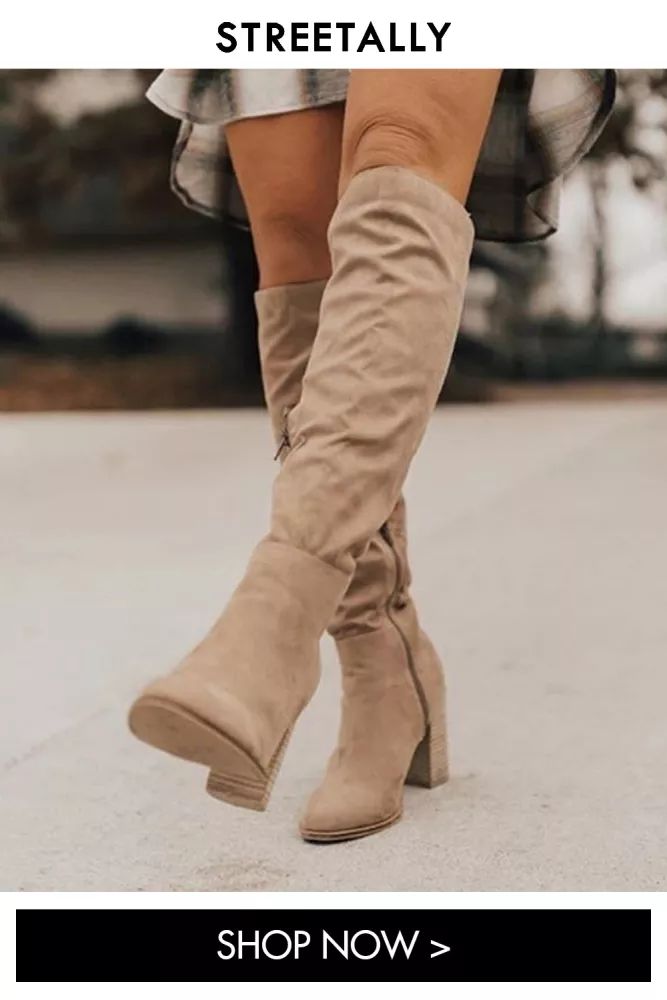 Chunky High Heel Suede Side Zip Long Barrel Boots Pretty Boots, Knee High Boots Winter, High Heel Stiefel, Womens Suede Boots, Ladies Boots, Zipper Heels, Zipper Boots, Women Boots, Winter Boots Women