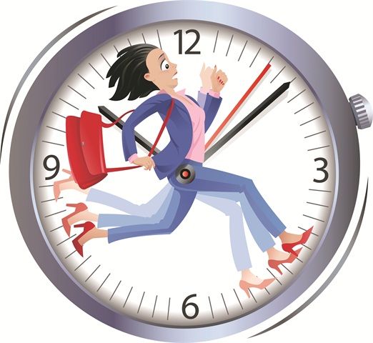 a woman running in front of a clock with the words time to move on it