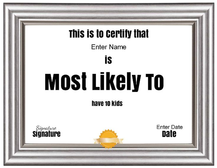 an award certificate for most likely to be awarded