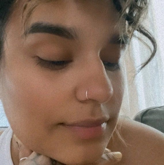 18g Endless Oval Nose Ring Slim Fit Close Profile Nose - Etsy Fitted Nose Hoop, Nose Ring Silver Hoop, Gold Shots, Small Hoop Nose Ring, Nose Piercing Stud Diamond, Custom Nose Ring, 18g Nose Ring, Double Nose Piercing, Unique Nose Rings