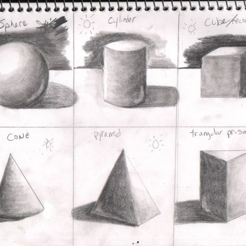 pencil drawings of different shapes and sizes