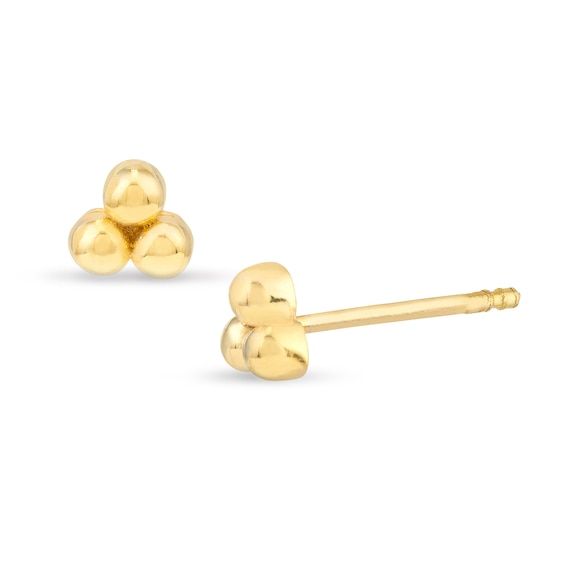 Simple and fun, these 14K gold trio bead stud earrings add a playful touch and chic shine to your attire. 14K gold Each post earring glistens with a stacked trio of sculpted beads Friction backs Bead Stud Earrings, Post Earrings, Stud Earrings, Beads, Gold