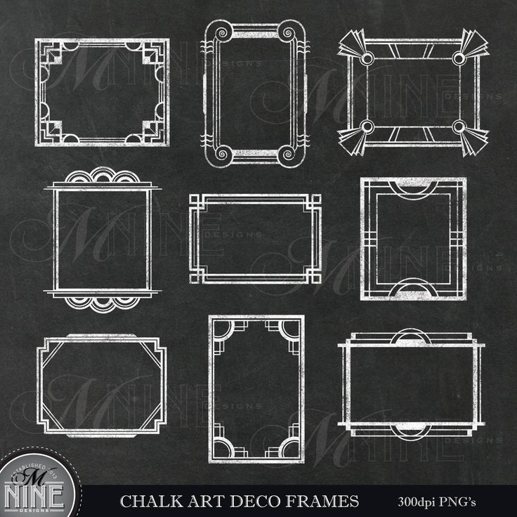 chalk art deco frames on black paper