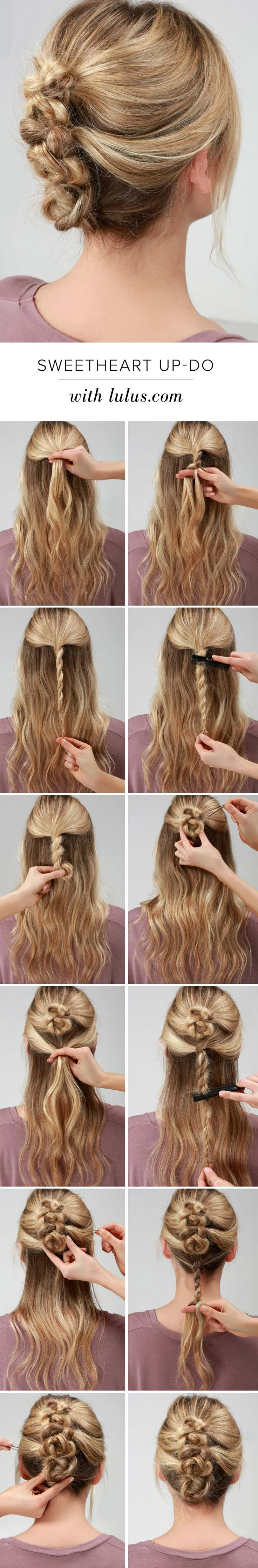 LuLu*s How-To: Sweetheart Twisted Up-Do Hair Tutorials Easy, Work Hairstyles, Braided Updo, Hair Today, Hair Designs, Hair Day, Hair Updos, Diy Hairstyles, Up Hairstyles