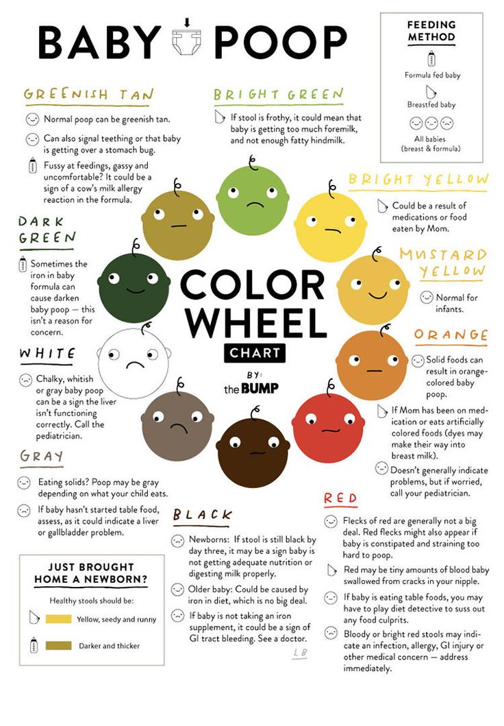 the baby poop color wheel chart shows different colors and emotions for babies to learn