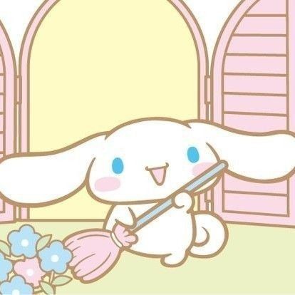 a cartoon bunny holding a pencil in front of an open window with pink shutters