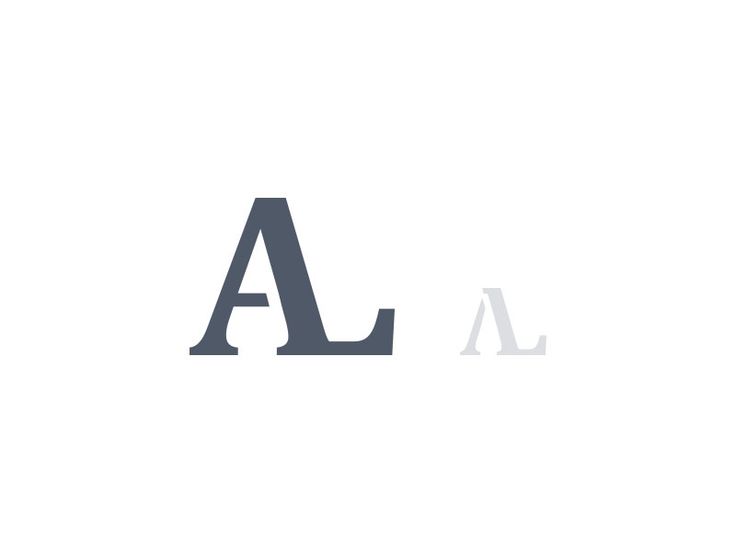 two letters that are in the shape of an l and a, with one letter at the