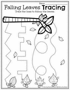 the fall leaves tracer worksheet for kids to practice their handwriting and writing skills