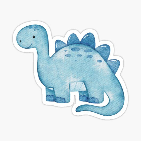 a watercolor drawing of a blue dinosaur sticker