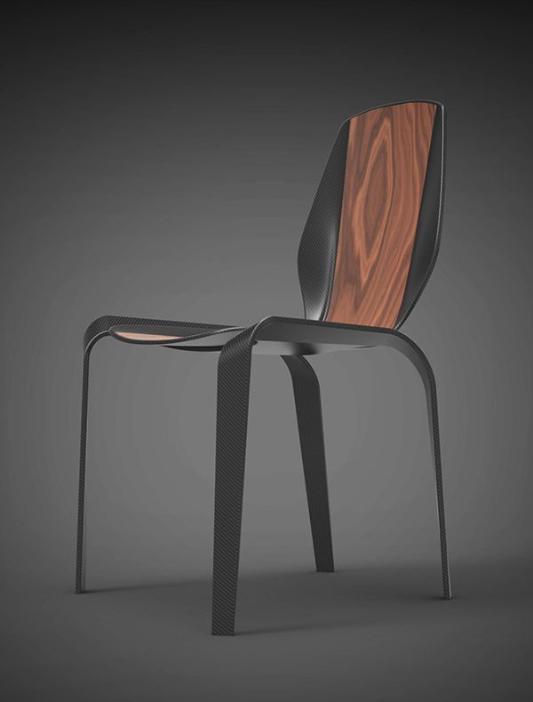 an empty chair with wood seat and backrests on a gray background, 3d rendering