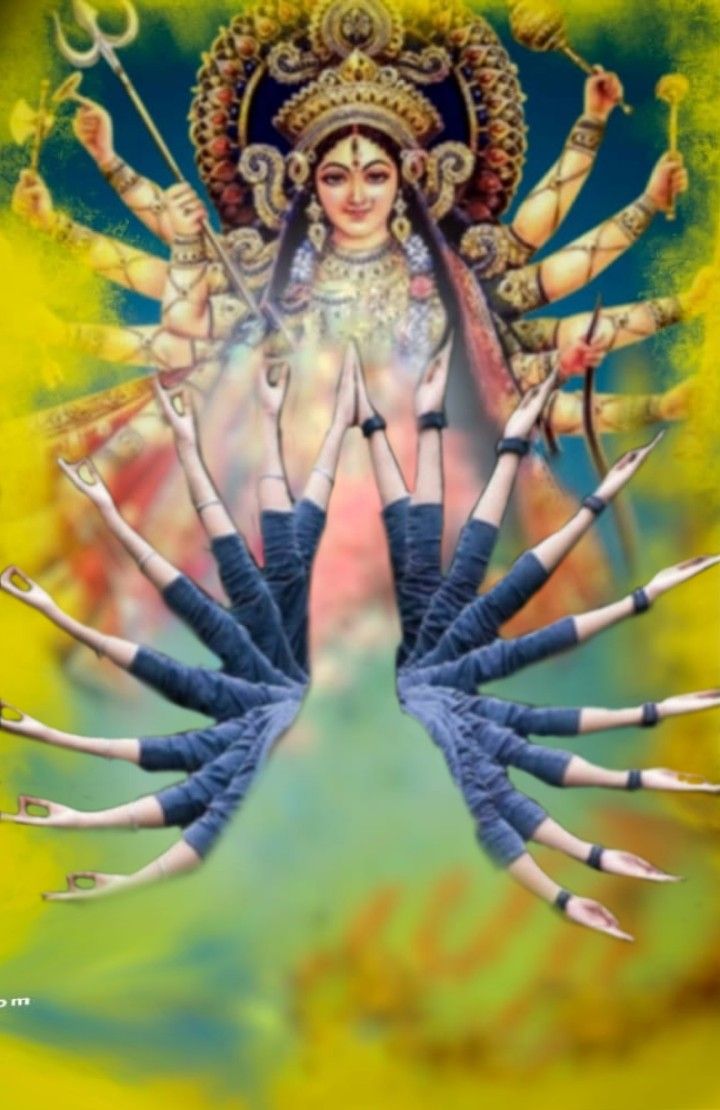 an image of the hindu goddess with her arms spread out in front of her body