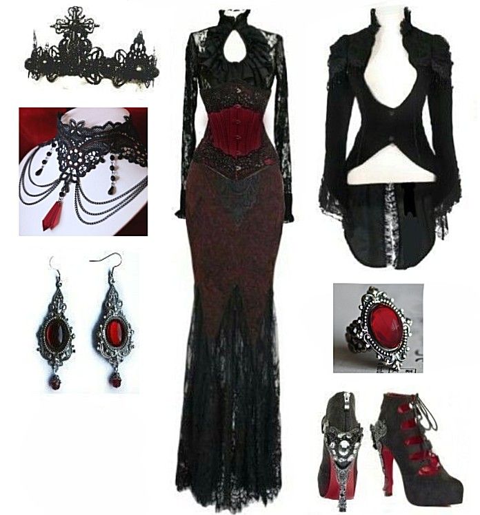 Red Goth Outfits, Alternative Outfit Ideas, Vampire Outfit, Punk Cosplay, Vampire Fashion, Vampire Dress, Goth Outfit Ideas, Books And Art, Vampire Clothes