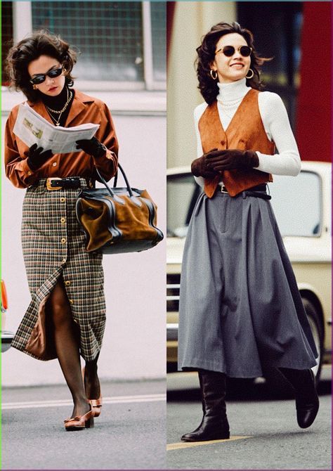 1940s Skirt Outfits, Vintage Woman Outfit, Vintage Dressy Outfits, 90s Retro Outfits Vintage Inspired, Vintage Outfits Classy 1950s Retro, Autumn Retro Outfits, Vintage Dress Outfit Ideas, Chic Retro Outfits, 1940 Outfits Women