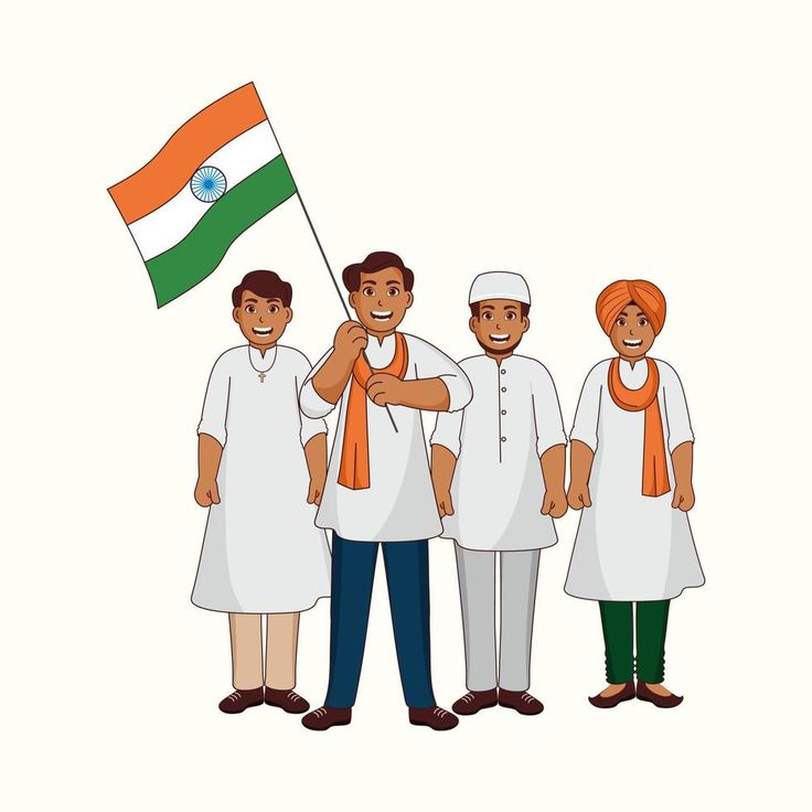 Different Religion Men Showing Unity In Diversity Of India With Hold National Flag On White Background. Indian Unity, Unity Drawing, People Clipart, Kohli Wallpapers, School Art Activities, Cutwork Blouse, Freedom Of Religion, Indian Wedding Photography Couples, India Flag