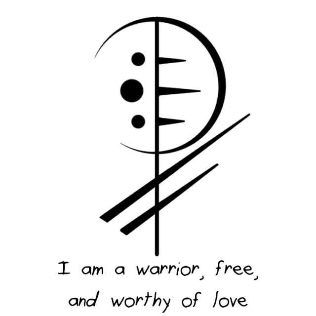 a black and white photo with the words i am a warrior, free and worthy of love