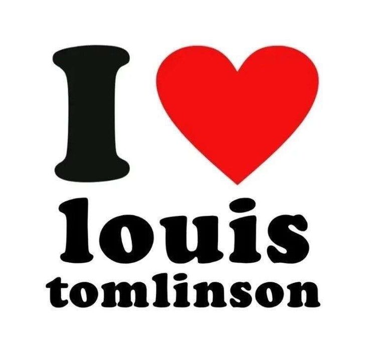 the i love louis logo is shown in black and white, with a red heart