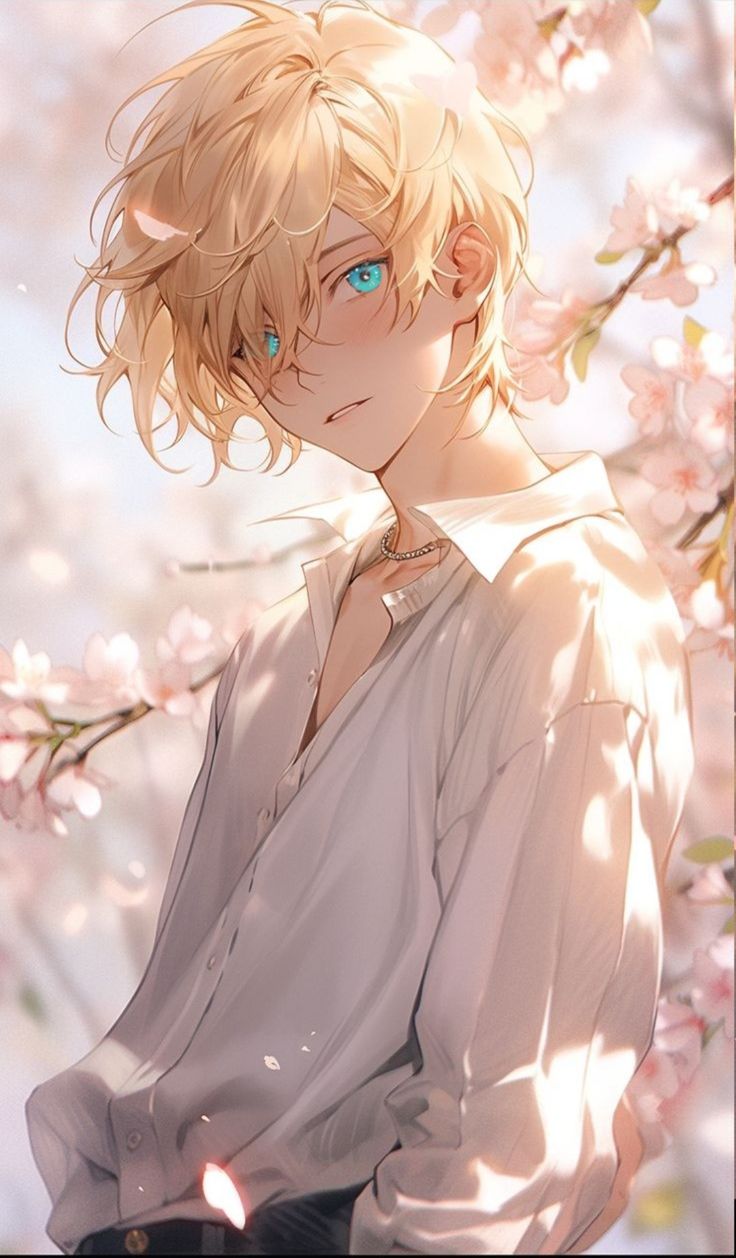 an anime character with blonde hair and blue eyes