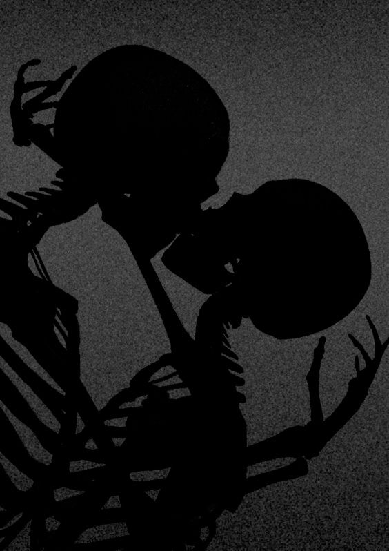 the shadow of a skeleton holding an object in it's hands