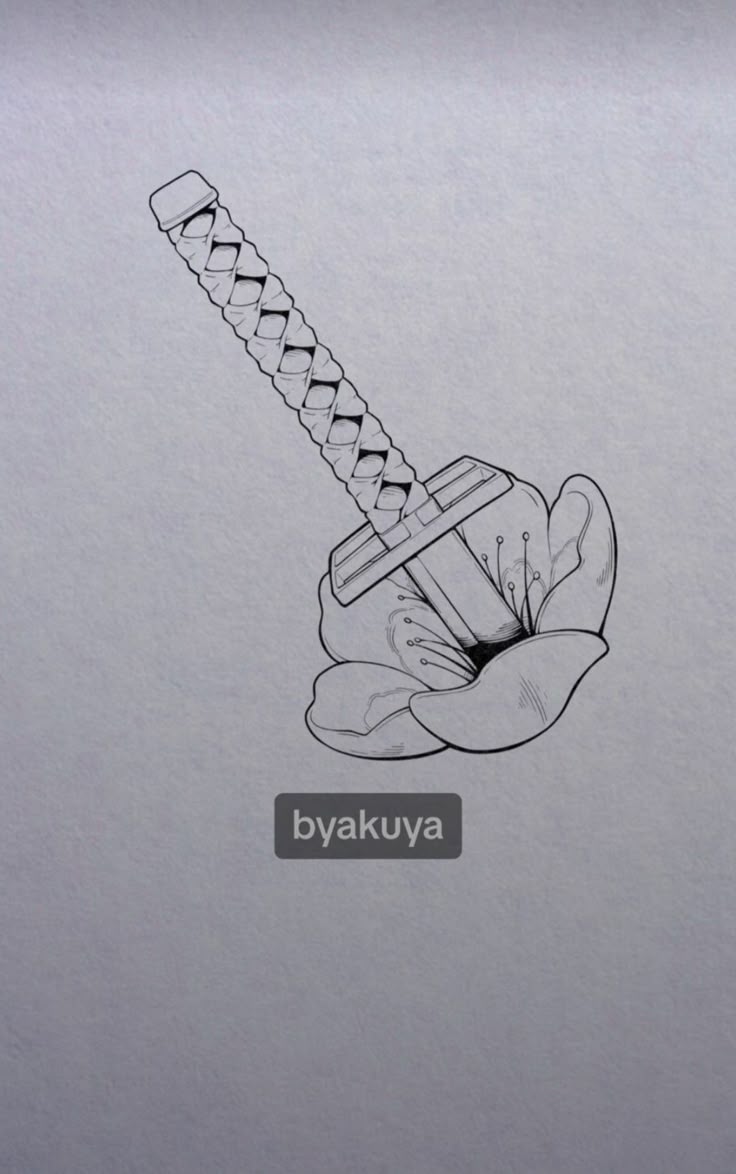 a drawing of a hand holding a baseball bat with the word byakuva written on it