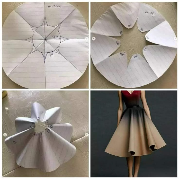 four pictures showing how to make an origami flower