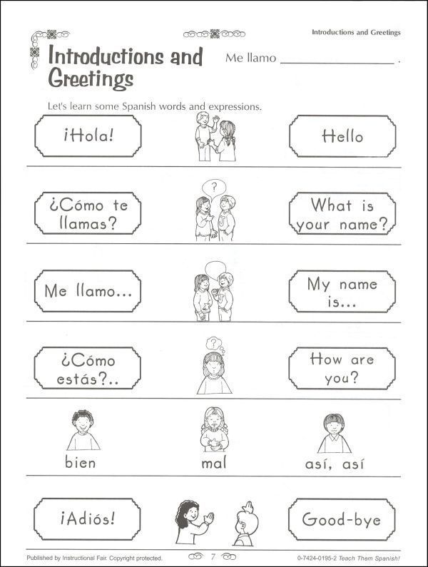 worksheet for children to learn english and spanish with pictures on the front page