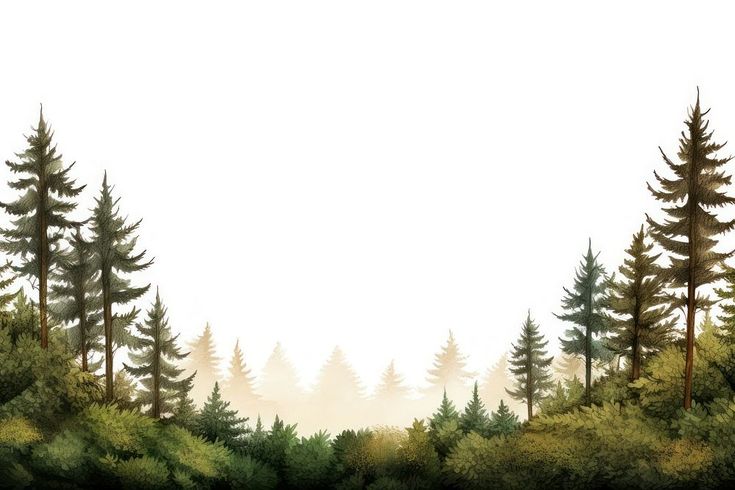 a painting of some trees in the woods