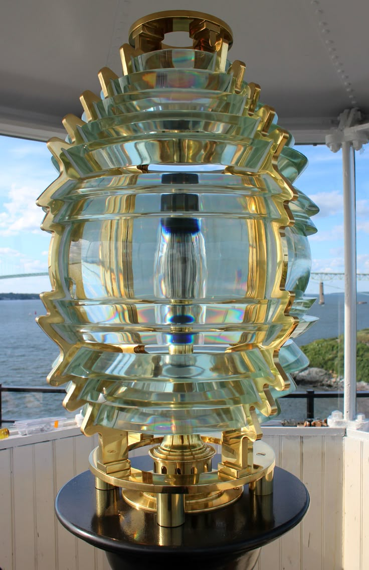 a large glass object sitting on top of a table