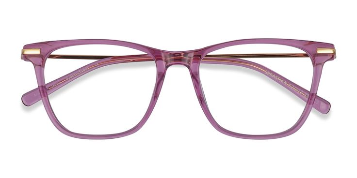 Purple square eyeglasses available in variety of colors to match any outfit. These stylish Full-Rim, Large - sized Acetate, Metal eyeglasses include a case. The price includes free 1.5 Clear Single Vision Lenses and can change based on options selected during the checkout process. Purple Glasses Frames, Glasses Inspo, Glasses For Face Shape, Purple Glasses, Purple Square, Posh Spice, Square Eyeglasses, Glasses For Women, Pink Frames